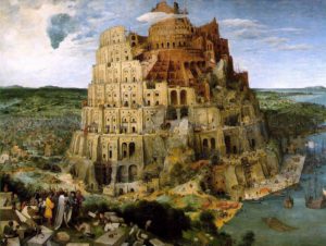 Painting: The Tower of Babel by Pieter Bruegel the Elder. 